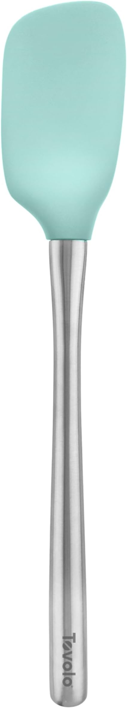 Tovolo Spoon Spatula Spoonula with Stainless Steel Handle Ergonomic Grip Aqua Seafoam Green, Silicone Scoopula Kitchen Utensil Non Scratch Easy Clean Dishwasher Safe Heat Resistant Scoop Spatula