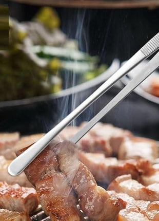 HOTEC Kitchen Tweezers Tongs Stainless Steel Professional Chef Tweezers, Set of 2-12inch Extra-Long Food Tongs for Cooking,Grill and Baking