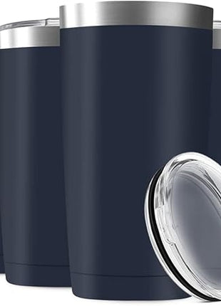 20oz Tumbler Vacuum Insulated Travel Mug with Lids, Stainless Steel Double Wall Bulk Cup Wine Tumblers for Home, Office, Outdoor Suitable for Vehicle Cup Holders(Set of 6, Navy)