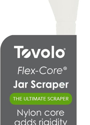 Tovolo Flex-Core Silicone Spatula Jar Scraper, White - Long-Handled Rubber Spatula with Angled Head for Scooping & Scraping - Heat-Resistant Spatulas for Kitchen Use, Dishwasher Safe & BPA-Free
