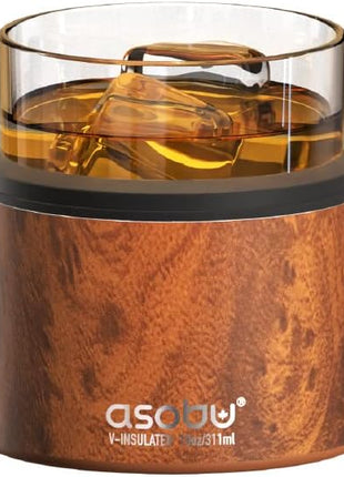 asobu Whiskey Sleeve Glass – Insulated Bourbon Tumbler with Premium Rocks Glass, BPA-Free, Double-Wall Stainless Steel, Keeps Drinks Cold Longer, 10.5oz