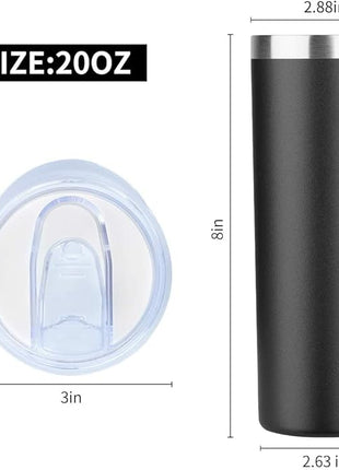 HASLE OUTFITTERS 20 oz Skinny Tumblers Bulk Set, Stainless Steel Insulated Slim Tumblers with Lids, Reusable Double Wall Travel Coffee Mugs, Durable Powder Coated Travel Water Cups(Black, 12)