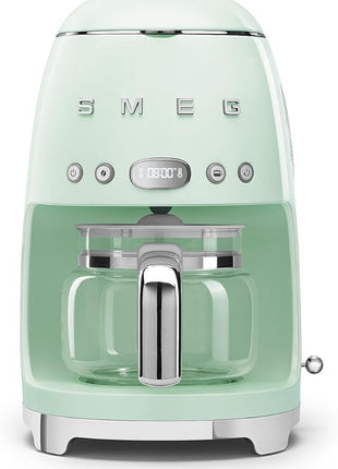 Smeg 50's Retro Style Aesthetic Drip Coffee Machine with 10 Cup Glass Carafe, Auto Start Feature, Keep Warm Plate, and Two Coffee Strength Settings (Pastel Green)