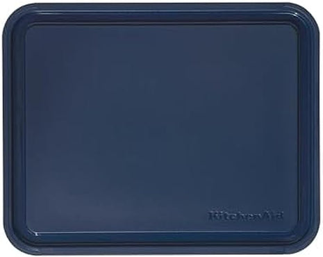 KitchenAid Classic Plastic Cutting Board with Perimeter Trench and Non Slip Edges, Dishwasher Safe, 8 x 10 inch, Ink Blue
