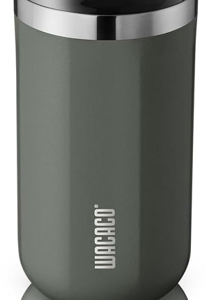 WACACO Octaroma Lungo Vacuum Insulated Coffee Mug, Double-wall Stainless Steel Travel Tumbler With Drinking Lid, 10 fl oz(300ml)， Dim Grey