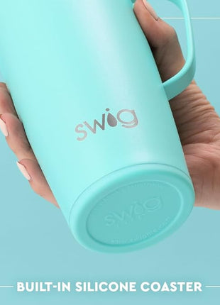 Swig Life 22oz Travel Mug, Insulated Tumbler with Handle and Lid, Cup Holder Friendly, Dishwasher Safe, Stainless Steel, Travel Coffee Cup, Insulated Mug with Lid (Oh Happy Day)