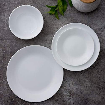 Corelle Vitrelle 8-Piece Dinner Plates Set Triple Layer Glass and Chip Resistant, Lightweight Round Plates, Winter Frost White