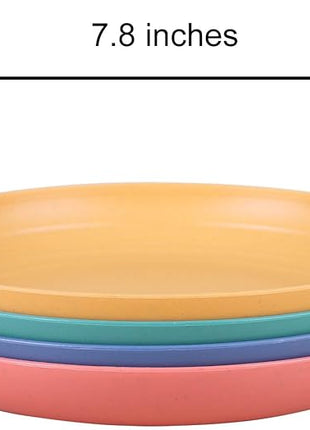 LuckyZone 7.8 Inches Unbreakable Wheat Straw Plates - Reusable Plate Dinner Set - Dishwasher & Microwave Safe - Healthy, BPA Free & Eco-Friendly (7.8 Inches/6 Color_H)