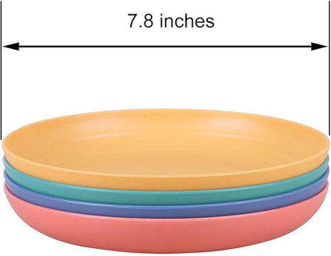 LuckyZone 7.8 Inches Unbreakable Wheat Straw Plates - Reusable Plate Dinner Set - Dishwasher & Microwave Safe - Healthy, BPA Free & Eco-Friendly (7.8 Inches/6 Color_H)