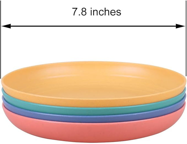 LuckyZone 7.8 Inches Unbreakable Wheat Straw Plates - Reusable Plate Dinner Set - Dishwasher & Microwave Safe - Healthy, BPA Free & Eco-Friendly (7.8 Inches/6 Color_H)