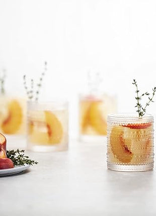 Fortessa Jupiter Beaded Hobnail Glass, 10 Ounce Double Old Fashioned (Set of 4), Clear