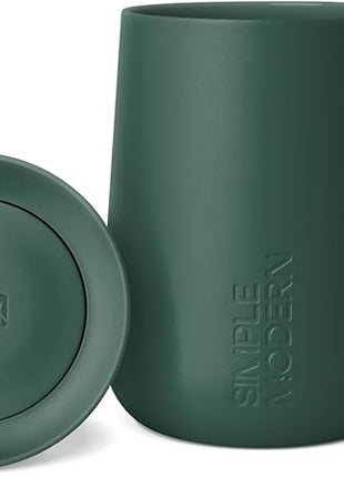 Simple Modern Voyager Signature Mug | Travel Coffee Tumbler with 360° Lid and Handle | Ceramic-Lined Insulated Stainless Steel Iced Cold Brew Cup | 12oz, Forest