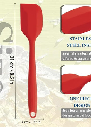 8 Pieces Silicone Spatulas, 8.3 inch Small Spatulas Non-stick Heat-Resistant Non-stick with Stainless Steel Core For Cake Cream Cooking Gadget (Red)