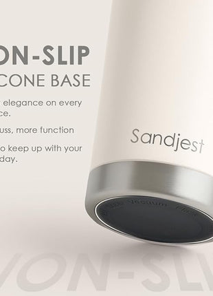 SANDJEST Beige Tumbler 20oz Stainless Steel Double Wall Vacuum Insulated, Travel Coffee Cup, Gifts for Men Women Birthday Christmas