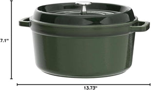 STAUB Cast Iron Roaster/Cocotte, Round, 28 cm, 6.7 L, Basil/Green