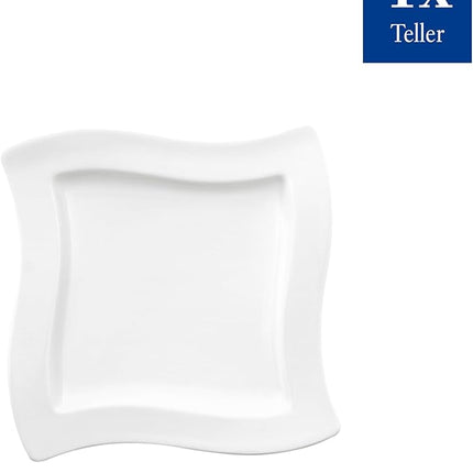 Villeroy & Boch New Wave Square Salad Plate, 9.5 in, Premium Porcelain, White