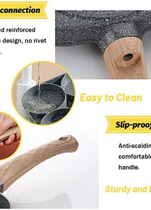 4 Egg Frying Pan,Pancake Omelette Pan,Cooker Pans 4-Cups Non-stick Cookware Aluminium Alloy Fried Divided Egg Cooker, Burger Pan for Breakfast,Pancake,Poached Egg1