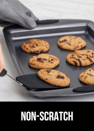 GORILLA GRIP Patented BPA-Free Non-Scratch Spatula, 2 Pack, Heat Resistant Flexible Silicone Head for Nonstick Cooking Pans, Soft Rubber Handle, Kitchen Spatulas for Flipping Eggs, Pancakes, Black