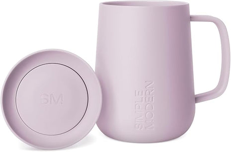 Simple Modern Voyager Signature Mug | Travel Coffee Tumbler with 360° Lid and Handle | Ceramic-Lined Insulated Stainless Steel Iced Cold Brew Cup | 12oz, Lavender Mist