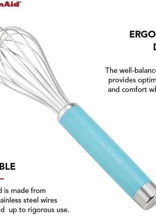 KitchenAid Gourmet Utility Whisk, 10.5-Inch, Matte Aqua Sky