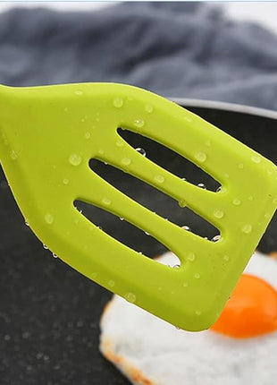 2Pack Small Silicone Turner High Heat Resistant Slotted Spatula for Fish, Eggs, Pancakes and More (8.2 IN, Pink)