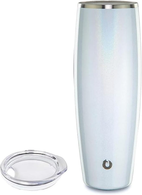 SNOWFOX Premium Vacuum Insulated Stainless Steel Beer Glass With Lid, Home Bar Accessories, Elegant Bartending, Lightweight Pint Glasses, Sleek Drinkware, Frosty Beverages Stay Cold, 23.9oz, White