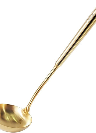 Newness Soup Ladle, [Rustproof, Heat Resistance, Integral Forming] Durable 304 Stainless Steel Soup Spoon with Vacuum Ergonomic Round Handle, Cooking Spoon for Kitchen, 13.7 Inches, Gold