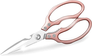 AWinjoy Kitchen Scissors, Heavy Duty Sharp Shears Dishwasher Safe, Rose Gold Cooking Accessories for Meat, Chicken, Fish, Poultry, Herb, Bread