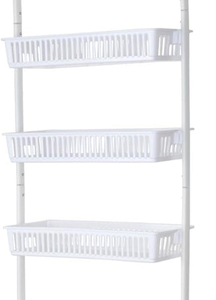 Smart Design Over-The-Door Organizer for Storage – Perfect for Pantry Organization, Bedroom, Bathroom Storage, Playroom, or Kitchen - Adjustable Steel Frame with 6 Baskets & Wall Mount – White