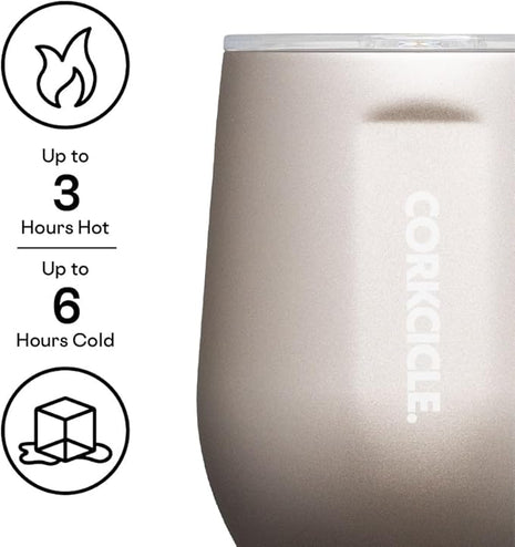 Corkcicle Pure Taste Stemless Insulated Wine Glass Tumbler - Keeps Beverages Cold 6 Hours & Hot 3 Hours - Stainless Steel - Easy-Grip - Summer Drinkware Gift - 12 oz - Latte/Oat Milk