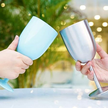 AMZUShome Stainless Steel Wine Glasses Cups.Double Walled Vacuum Insulated Wine Tumbler With Lid and Straw.Friendship,Christmas,Birthday Gifts for Women Men Friends Dad Mom(10oz Black)