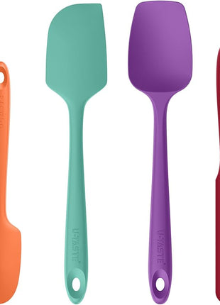 U-Taste Heat Resistant Silicone Spatula - 600ºF Hot-Proof Food Grade Kitchen Baking Bowl Scraper, Flexible and Sturdy Rubber Cooking Utensil for Mixing Scraping in NonStick Cookware (4 Pcs, Colorful)