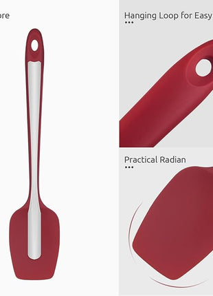 Heat Resistant Silicone Spatula Set: U-Taste 600ºF High Temp Seamless Food Grade Utensil, Flexible Rubber Silicon Kitchen Cooking Mixing Baking Scraper for Nonstick Cookware Set of 4 (Red)