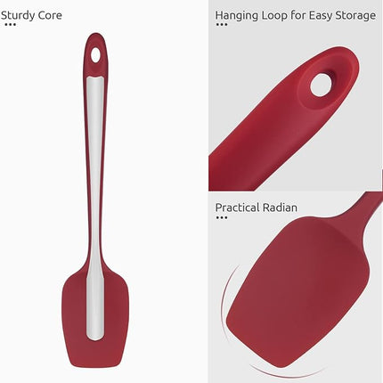 Heat Resistant Silicone Spatula Set: U-Taste 600ºF High Temp Seamless Food Grade Utensil, Flexible Rubber Silicon Kitchen Cooking Mixing Baking Scraper for Nonstick Cookware Set of 4 (Red)