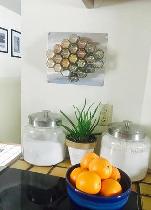 Gneiss Spice Stainless Finish Wall Plate Base for Magnetic Spice Jars, Medium 10x12 Inches (Jars Not Included)