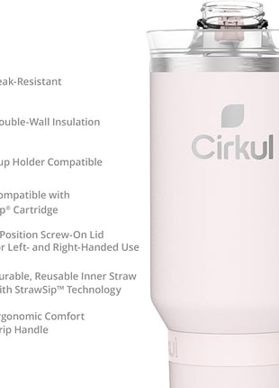 Cirkul 40oz. Cherry Blossom Stainless Steel Tumbler with Handle, All-Day StrawSip™, Double-Wall Insulated