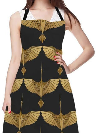 EKOBLA Cranes Aprons Chinese Japanese Asian Bird Art Culture Tattoo Wildlife Beauty Waterproof Resistant Chef Cooking Kitchen BBQ Adjustable Aprons for Women Men 27x31 Inch