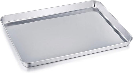 TeamFar Baking Sheet, Stainless Steel Baking Pan Cookie Sheet, Healthy & Non Toxic, Rust Free & Less Stick, Easy Clean & Dishwasher Safe