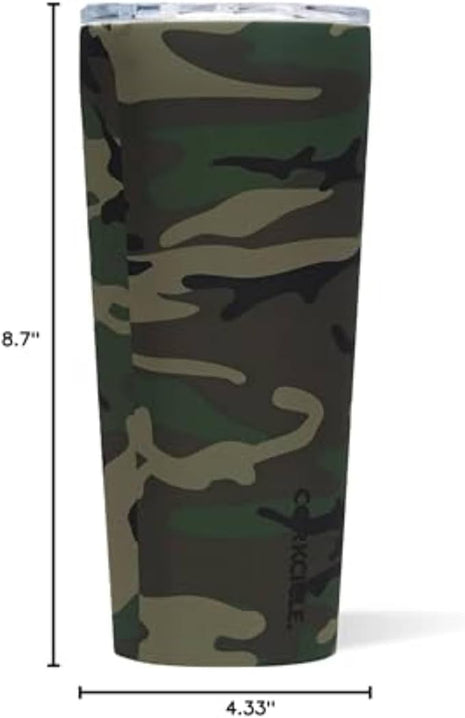 Corkcicle Classic Tumbler - Insulated Stainless Steel Travel Cup - Cold & Hot Drinks - Reusable - Durable - Spill Proof Lid - Non-Slip Silicone Base - Easy Grip - BPA Free - 24 oz - Woodland Camo