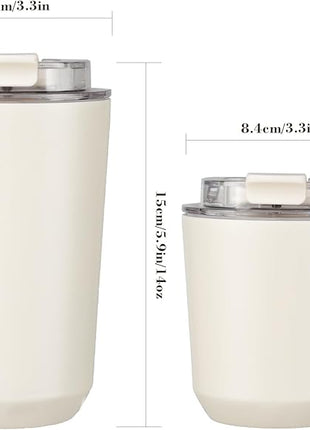 Puraville 2 Pack Insulated Tumblers with Lid, 10 oz Travel Coffee Mug Stainless Steel Vacuum Cup, Leak Proof Double Walled Coffee Tumbler for Iced and Hot Drinks, Peacock Blue and Cream