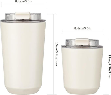 Puraville 2 Pack Insulated Tumblers with Lid, 10 oz Travel Coffee Mug Stainless Steel Vacuum Cup, Leak Proof Double Walled Coffee Tumbler for Iced and Hot Drinks, Peacock Blue and Cream