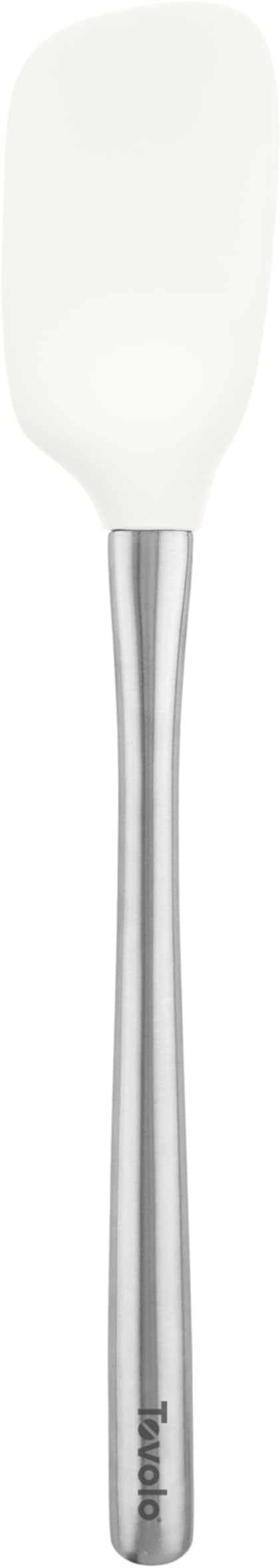 Spoon Spatula Spoonula with Stainless Steel Handle Ergonomic Grip White, Silicone Scoopula Kitchen Utensil Non Scratch Easy Clean Dishwasher Safe Heat Resistant Flex Core Scoop Spatula Tovolo