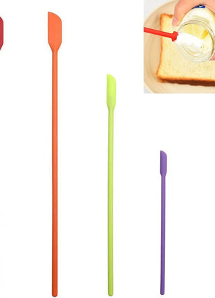Mini Silicone Spatula Set- Small Rubber Spatula for Makeup- Thin Jar Scraper for Kitchen(4 PACK) (Mix)