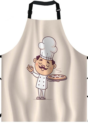 EKOBLA Chef Aprons Hot Pizza Cook Cuisine Cute Fast Food Hat Italian Man Moustache Waterproof Resistant Chef Cooking Kitchen BBQ Adjustable Aprons for Women Men 27x31 Inch