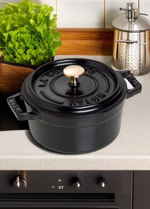 Staub Cast Iron 0.25-qt Mini Round Cocotte - Matte Black, Made in France