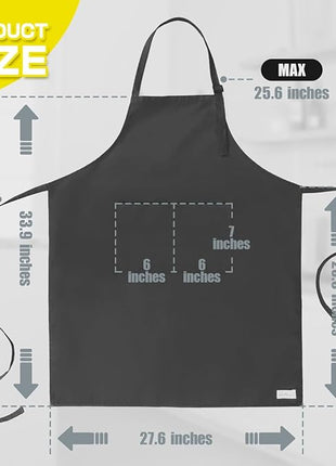 ROTANET Extra Large Apron for Men Adjustable Bib Aprons with 2 Pockets Cooking Kitchen Women Chef Water & Oil Resistant