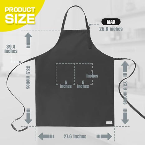ROTANET Extra Large Apron for Men Adjustable Bib Aprons with 2 Pockets Cooking Kitchen Women Chef Water & Oil Resistant