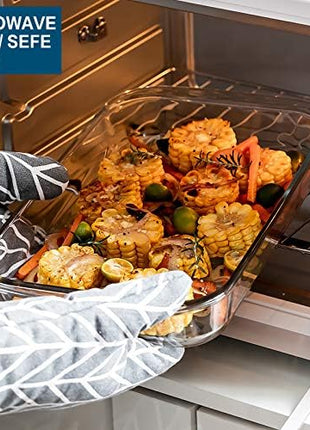 8-Piece Deep Glass Baking Dish Set with Plastic lids,Rectangular Glass Bakeware Set with Lids, Baking Pans for Lasagna, Leftovers, Cooking, Kitchen, Freezer-to-Oven and Dishwasher, Gray