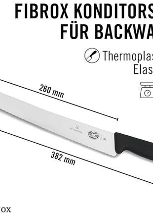 Victorinox 10.25 Inch Fibrox Bread Knife with Ultra-Sharp Serrated Edge, Black