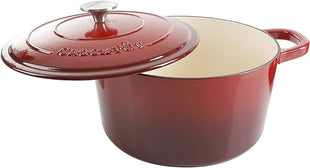 Crock-Pot Crock Pot Artisan 5 Quart Enameled Cast Iron Round Dutch Oven, Red